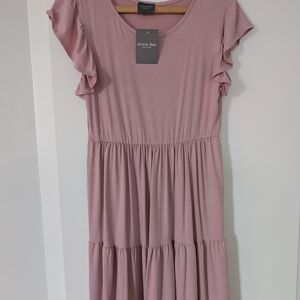 Olivia Rae Pink Ruffle Sleeve Dress
